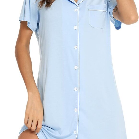 Maternity Nightgown For Women Nursing Pajamas Long Sleeve Sleepshirt - Picture 1 of 5